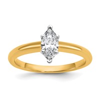 14K Two-tone 0.50 Carat Lab Grown Diamond VS+ F+ Marquise Solitaire Complete Engagement Ring view 1