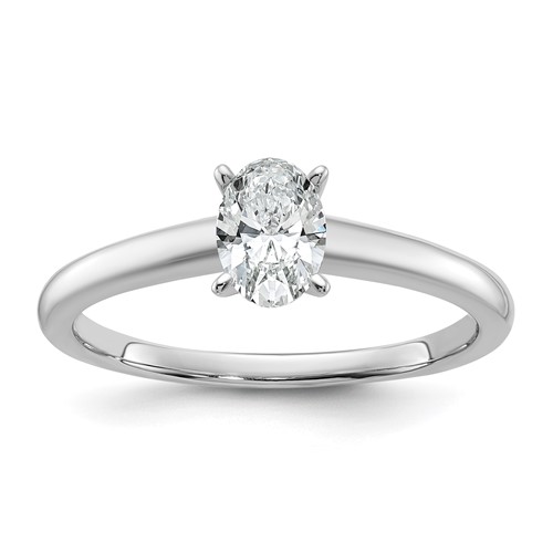 14K White Gold 0.50 Carat Lab Grown Diamond VS SI+ G+ Oval Complete Solitaire Engagement Ring