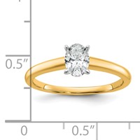 14K Two-Tone 0.50 Carat Lab Grown Diamond VS+ F+ Oval Complete Solitaire Engagement Ring view 3
