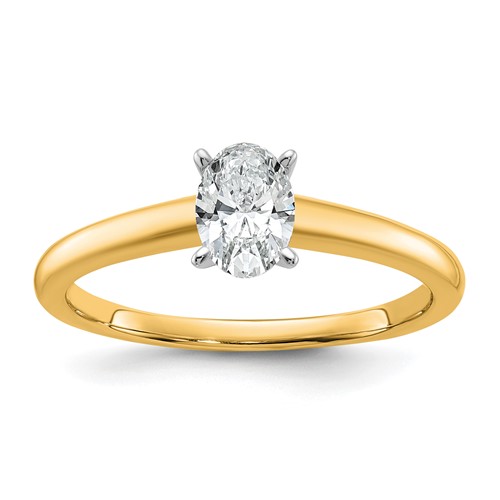 14K Two-Tone 0.50 Carat Lab Grown Diamond VS SI+ G+ Oval Complete Solitaire Engagement Ring