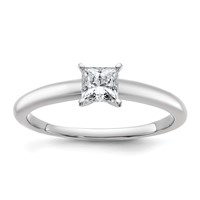 14K White Gold 0.50 Carat Lab Grown Diamond VS+ F+ Princess Complete Solitaire Engagement Ring view 1