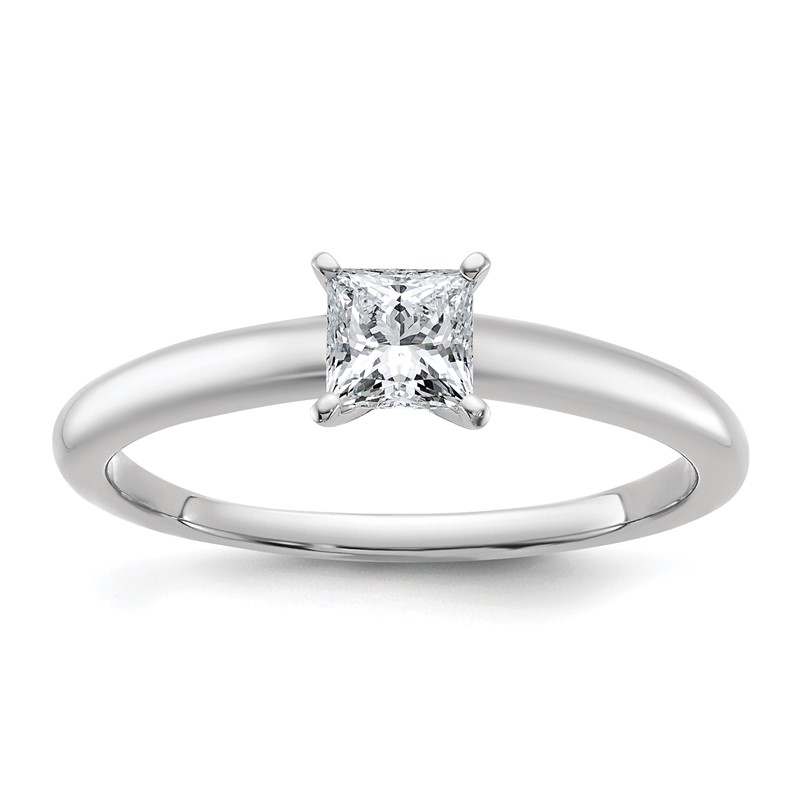 14k White Gold 1/2 carat Certified Lab Grown Diamond VS/SI+ G+ Princess Complete Solitare Engagement Ring