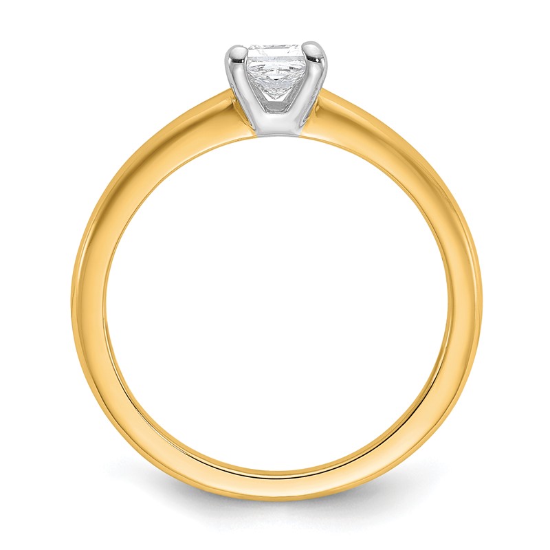 14k Two-tone 1/2 carat Certified Lab Grown Diamond VS+ F+ Princess Complete Solitare Engagement Ring