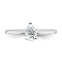 14K White Gold 0.50 Carat Certified Lab Grown Diamond VS SI+ G+ Pear Solitaire Complete Engagement Ring view 4