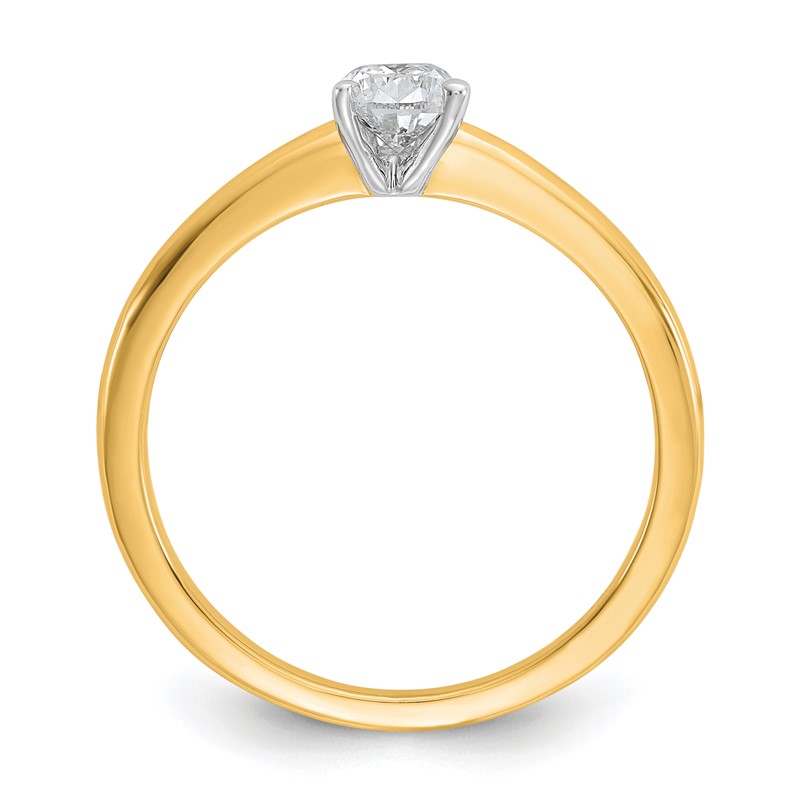 14k Two-tone 1/2 carat Lab Grown Diamond VS+ F+ Pear Solitare Complete Engagement Ring
