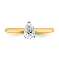 14K Two-tone 0.50 Carat Lab Grown Diamond VS SI+ G+ Pear Solitaire Complete Engagement Ring view 4