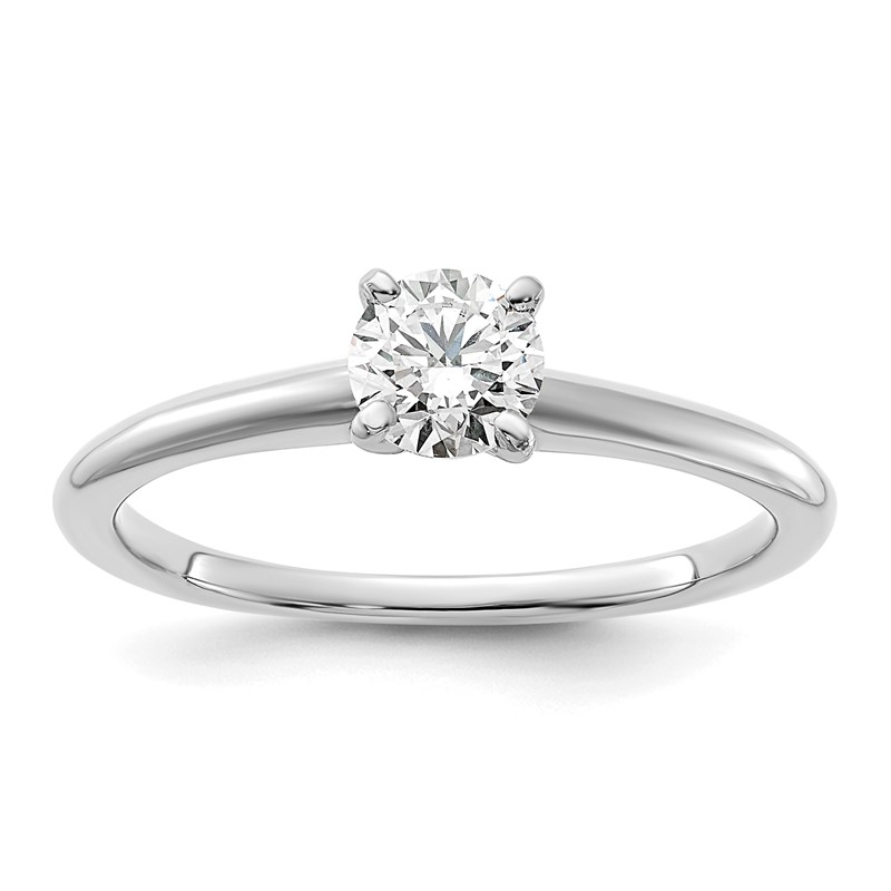 14k White Gold 1/2 carat Lab Grown Diamond VS+ F+ Round Complete Solitaire Engagement Ring
