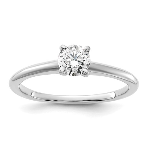 14K White Gold 0.50 Carat Certified Lab Grown Diamond VS+ F+ Round Complete Solitaire Engagement Ring