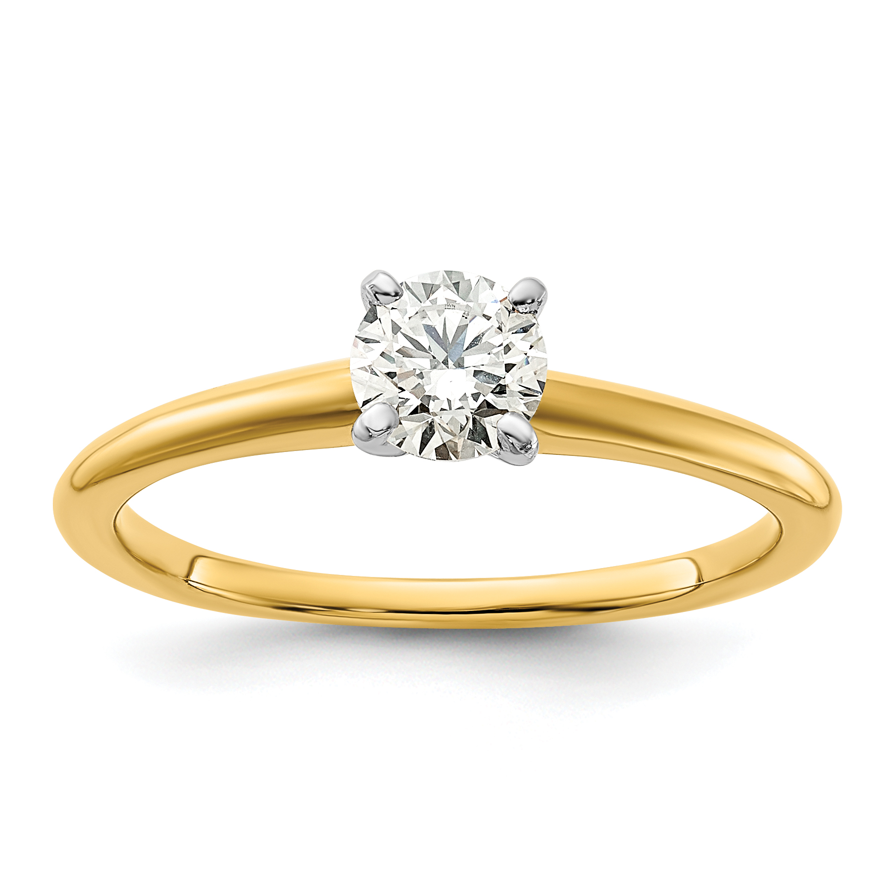 14K Two-Tone 1/2 carat Round VS/SI DEF Lab Grown Diamond Solitaire 4 Prong Size 7 Engagement Ring (RM5965R-050-7LD)