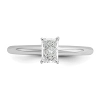 14K White Gold 0.50 Carat Lab Grown Diamond VS+ F+ Radiant Solitaire Complete Engagement Ring view 4