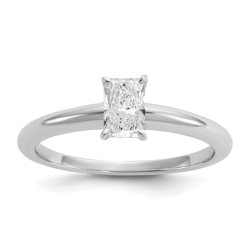 14k White Gold 1/2 carat Certified Lab Grown Diamond VS/SI+ G+ Radiant Solitare Complete Engagement Ring
