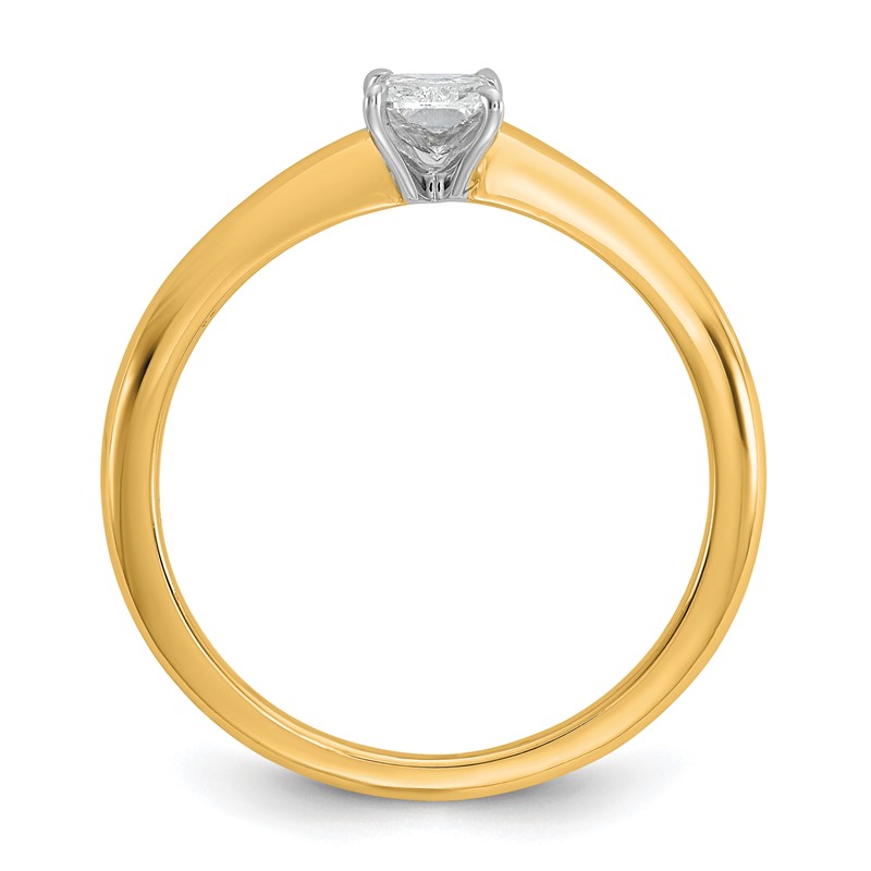 14k Two-tone 1/2 carat Lab Grown Diamond VS/SI+ G+ Radiant Solitare Complete Engagement Ring