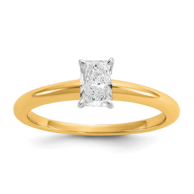 14k Two-tone 1/2 carat Lab Grown Diamond VS/SI+ G+ Radiant Solitare Complete Engagement Ring