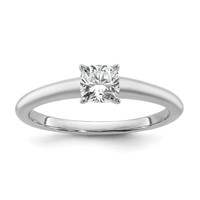 14K White Gold 0.75 Carat Lab Grown Diamond VS+ F+ Cushion Complete Solitaire Engagement Ring view 1
