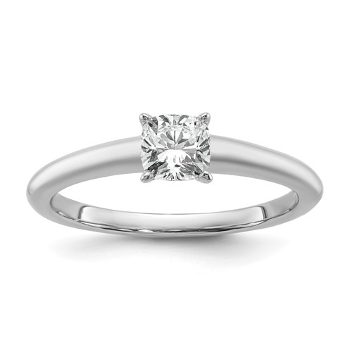 14K White Gold 0.75 Carat Certified Lab Grown Diamond VS SI+ G+ Cushion Complete Solitaire Engagement Ring
