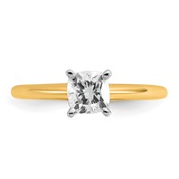 14K Two-tone 0.75 Carat Certified Lab Grown Diamond VS SI+ G+ Cushion Complete Solitaire Engagement Ring view 5