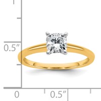 14K Two-tone 0.75 Carat Certified Lab Grown Diamond VS SI+ G+ Cushion Complete Solitaire Engagement Ring view 3