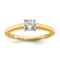 14K Two-tone 0.75 Carat Certified Lab Grown Diamond VS SI+ G+ Cushion Complete Solitaire Engagement Ring view 1
