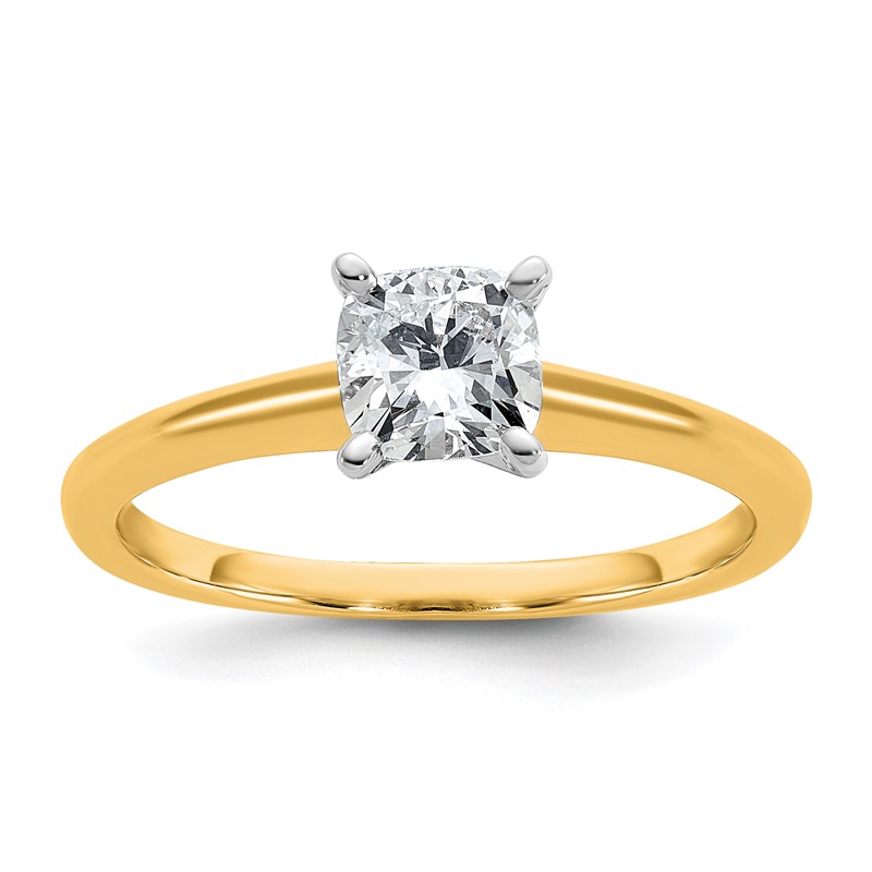 14k White Gold 5/8 carat Certified Lab Grown Diamond VS/SI+ G+ Cushion Complete Solitare Engagement Ring