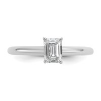 14K White Gold 0.75 Carat Lab Grown Diamond VS SI+ G+ Emerald Solitaire Complete Engagement Ring view 4