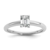 14K White Gold 0.75 Carat Lab Grown Diamond VS SI+ G+ Emerald Solitaire Complete Engagement Ring view 1