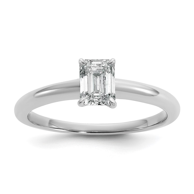 14k White Gold 3/4 carat Certified Lab Grown Diamond VS/SI+ G+ Emerald Solitare Complete Engagement Ring
