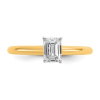 14K Two-tone 0.75 Carat Lab Grown Diamond VS SI+ G+ Emerald Solitaire Complete Engagement Ring view 4