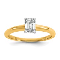 14K Two-tone 0.75 Carat Lab Grown Diamond VS SI+ G+ Emerald Solitaire Complete Engagement Ring view 1
