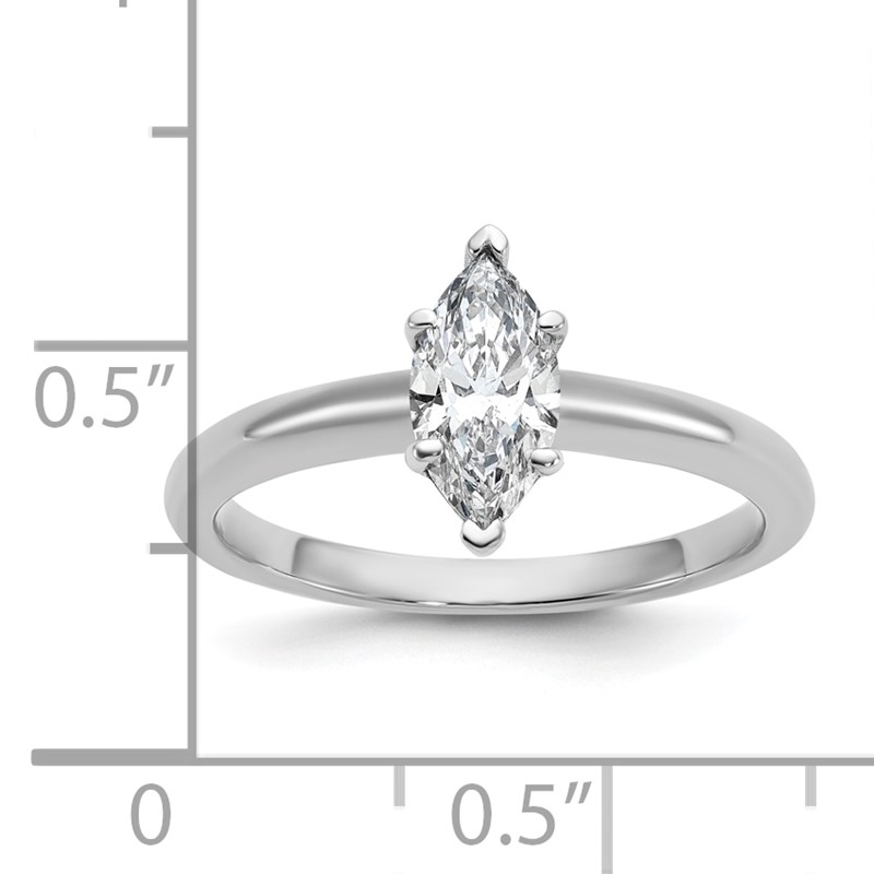 14k White Gold 3/4 carat Lab Grown Diamond VS/SI+ G+ Marquise Solitare Complete Engagement Ring