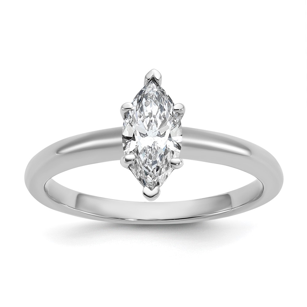 14K White Gold 0.75 Carat Lab Grown Diamond VS SI+ G+ Marquise Solitaire Complete Engagement Ring