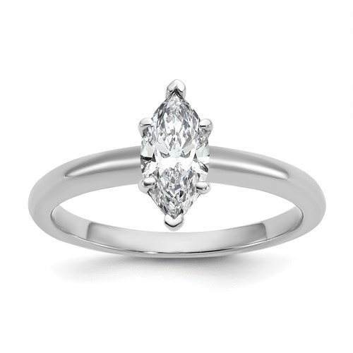 14K White Gold 0.75 Carat Lab Grown Diamond VS SI+ G+ Marquise Solitaire Complete Engagement Ring