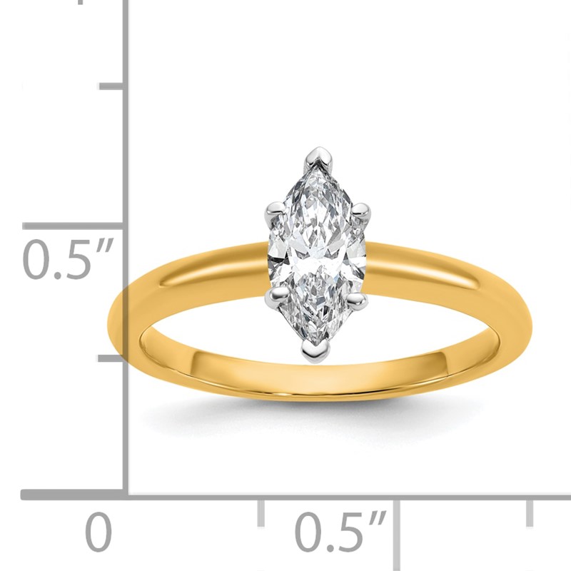 14k Two-tone 3/4 carat Lab Grown Diamond VS/SI+ G+ Marquise Solitare Complete Engagement Ring