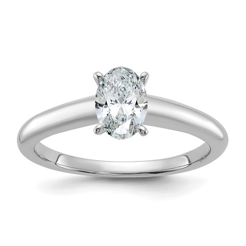 14K White Gold 0.75 Carat Certified Lab Grown Diamond VS SI+ G+ Oval Complete Solitaire Engagement Ring