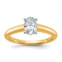 14K Two-Tone 0.75 Carat Lab Grown Diamond VS SI+ G+ Oval Complete Solitaire Engagement Ring view 1