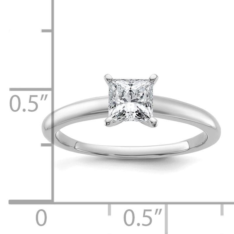 14k White Gold 3/4 carat Lab Grown Diamond VS+ F+ Princess Complete Solitare Engagement Ring