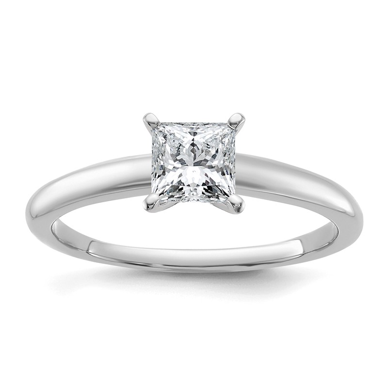 14k White Gold 3/4 carat Lab Grown Diamond VS+ F+ Princess Complete Solitare Engagement Ring