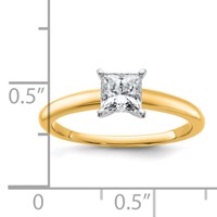14K Two-tone 0.75 Carat Certified Lab Grown Diamond VS SI+ G+ Princess Complete Solitaire Engagement Ring view 2