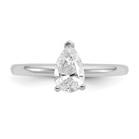 14K White Gold 0.75 Carat Certified Lab Grown Diamond VS+ F+ Pear Solitaire Complete Engagement Ring view 4