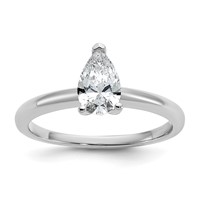 14K White Gold 0.75 Carat Certified Lab Grown Diamond VS+ F+ Pear Solitaire Complete Engagement Ring view 1