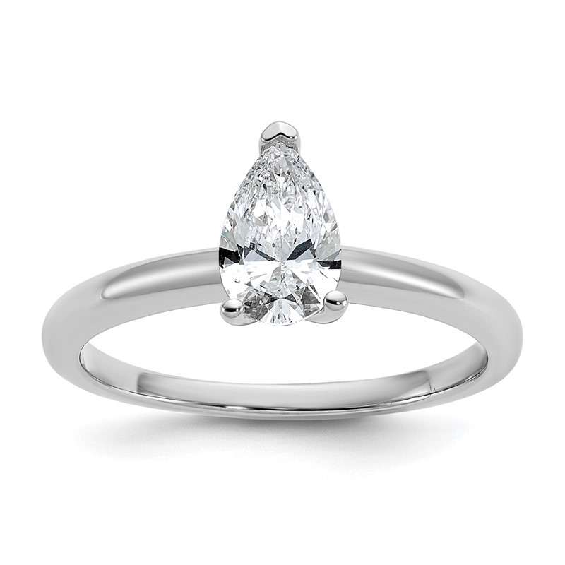 14k White Gold 3/4 carat Certified Lab Grown Diamond VS/SI+ G+ Pear Solitare Complete Engagement Ring