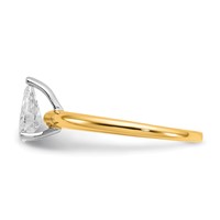 14K Two-tone 0.75 Carat Lab Grown Diamond VS SI+ G+ Pear Solitaire Complete Engagement Ring view 3