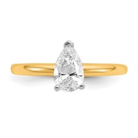 14K Two-tone 0.75 Carat Lab Grown Diamond VS SI+ G+ Pear Solitaire Complete Engagement Ring view 4