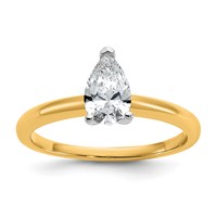 14K Two-tone 0.75 Carat Lab Grown Diamond VS SI+ G+ Pear Solitaire Complete Engagement Ring view 1