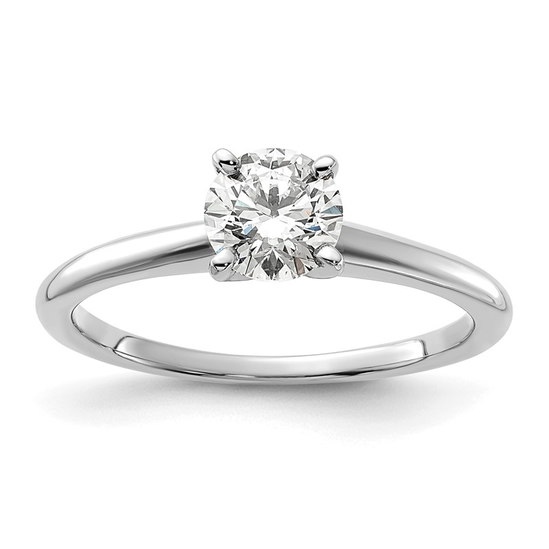 14k White Gold 3/4 carat Lab Grown Diamond VS+ F+ Round Complete Solitaire Engagement Ring
