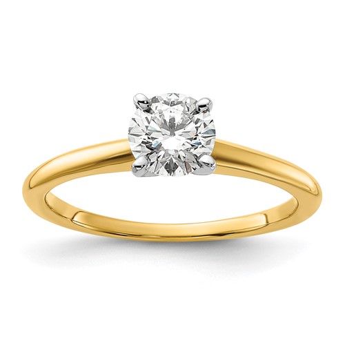 14K Two-Tone 0.75 Carat Lab Grown Diamond VS SI+ G+ Round Complete Solitaire Engagement Ring
