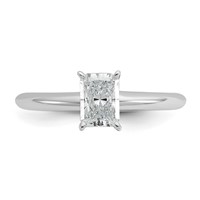 14K White Gold 0.75 Carat Lab Grown Diamond VS SI+ G+ Radiant Solitaire Complete Engagement Ring view 4