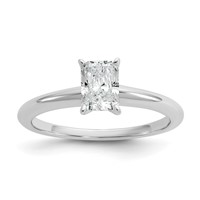 14K White Gold 0.75 Carat Lab Grown Diamond VS SI+ G+ Radiant Solitaire Complete Engagement Ring view 1