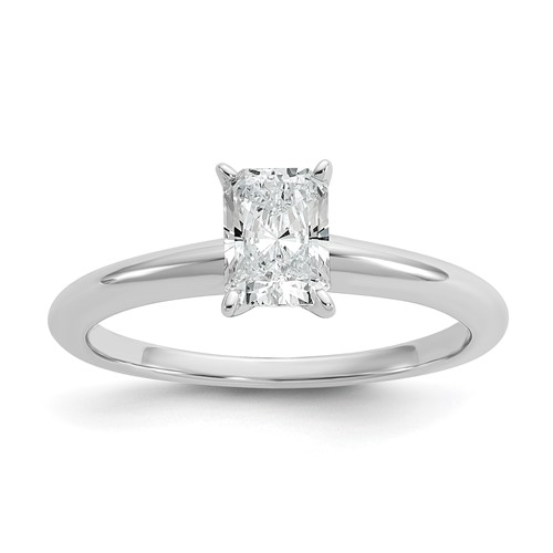 14K White Gold 0.75 Carat Lab Grown Diamond VS SI+ G+ Radiant Solitaire Complete Engagement Ring