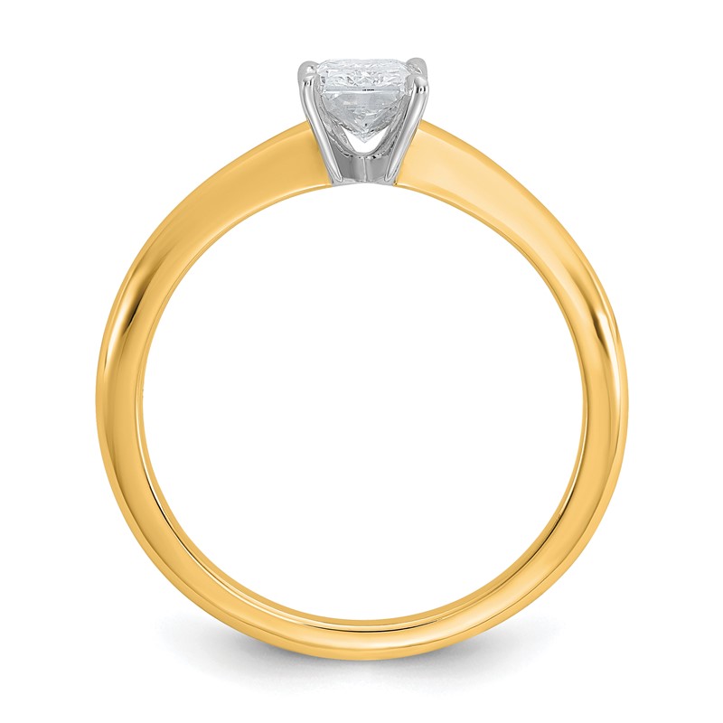 14k Two-tone 3/4 carat Lab Grown Diamond VS+ F+ Radiant Solitare Complete Engagement Ring