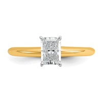 14K Two-tone 0.75 Carat Lab Grown Diamond VS+ F+ Radiant Solitaire Complete Engagement Ring view 4